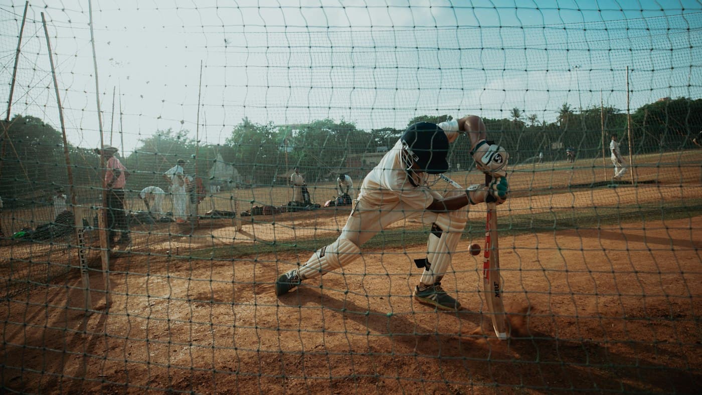 Batsman training in the nets